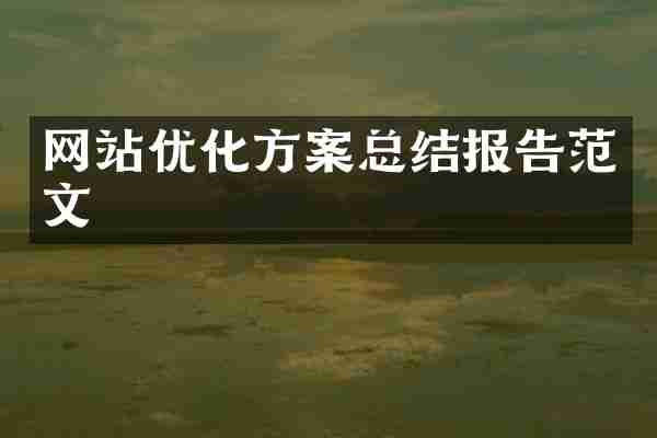 网站优化方案总结报告范文