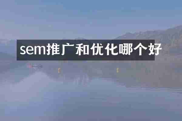 sem推广和优化哪个好