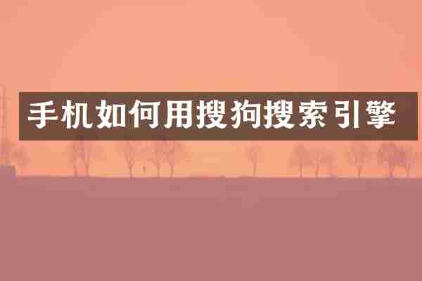 手机如何用搜狗搜索引擎