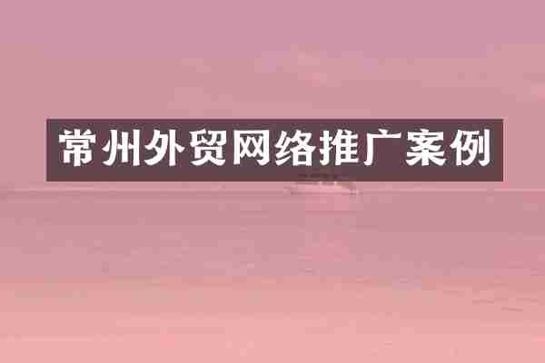 常州外贸网络推广案例