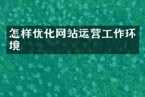 怎样优化网站运营工作环境