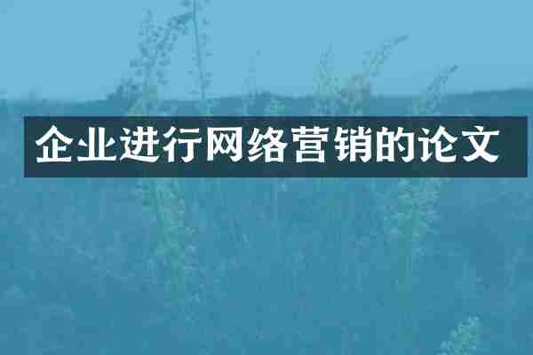企业进行网络营销的论文