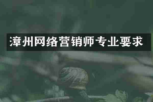 漳州网络营销师专业要求