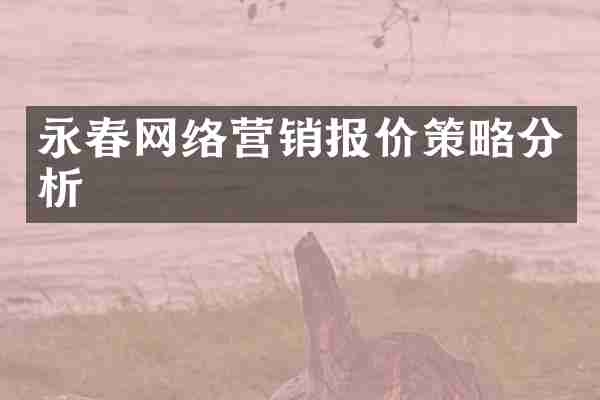 永春网络营销报价策略分析