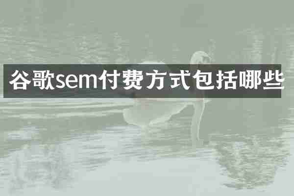 谷歌sem付费方式包括哪些