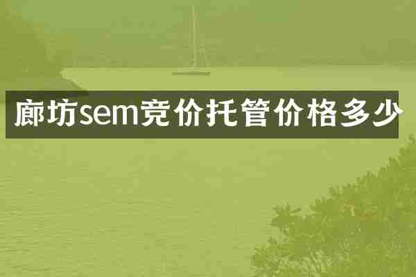 廊坊sem竞价托管价格多少