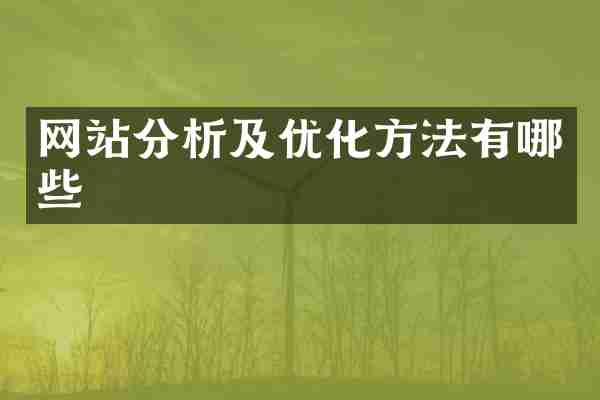 网站分析及优化方法有哪些