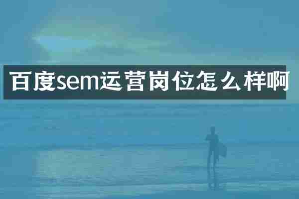 百度sem运营岗位怎么样啊
