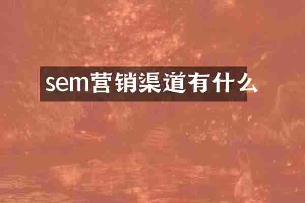 sem营销渠道有什么