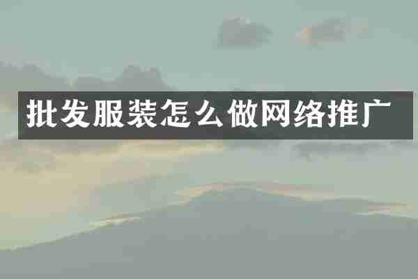批发服装怎么做网络推广