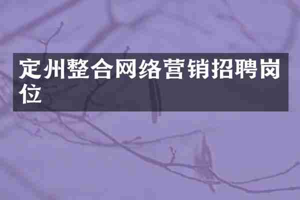 定州整合网络营销招聘岗位
