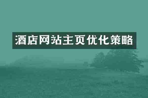 酒店网站主页优化策略