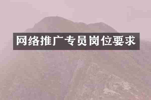 网络推广专员岗位要求