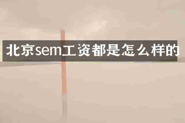 北京sem工资都是怎么样的