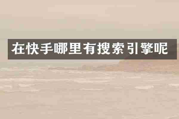 在快手哪里有搜索引擎呢