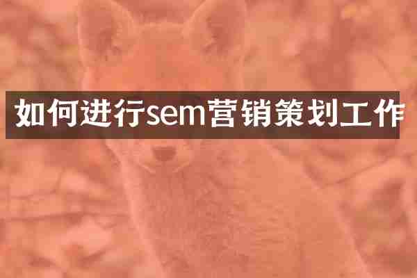 如何进行sem营销策划工作