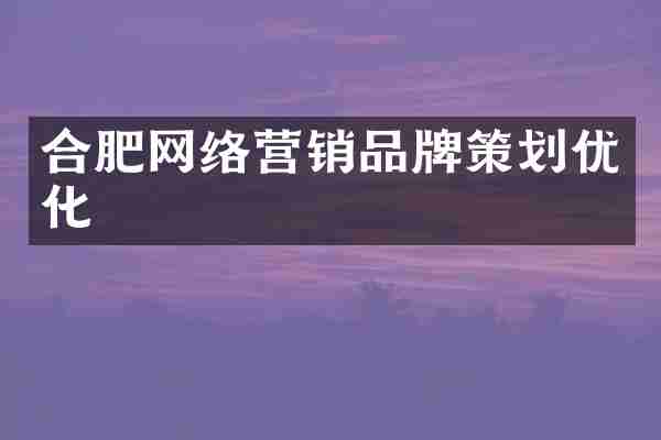 合肥网络营销品牌策划优化