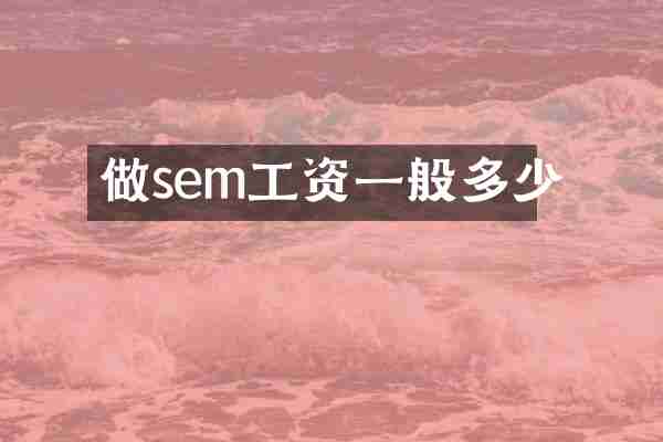 做sem工资一般多少