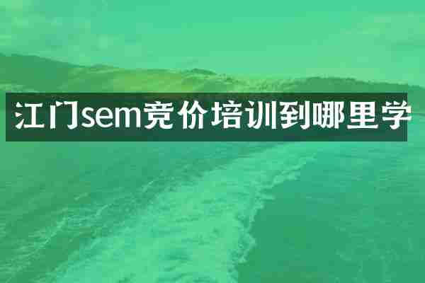 江门sem竞价培训到哪里学