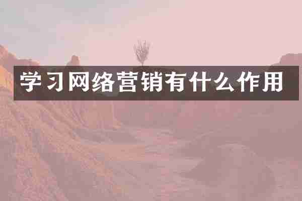 学习网络营销有什么作用