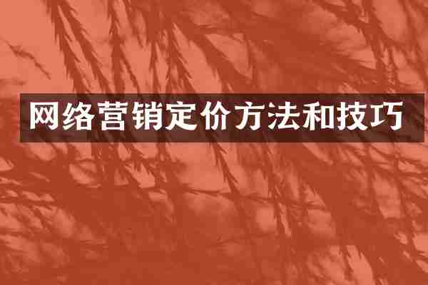 网络营销定价方法和技巧