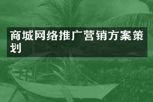 商城网络推广营销方案策划